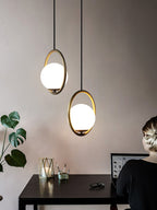 Havorine Glass Globe Brass Swag Pendant Light