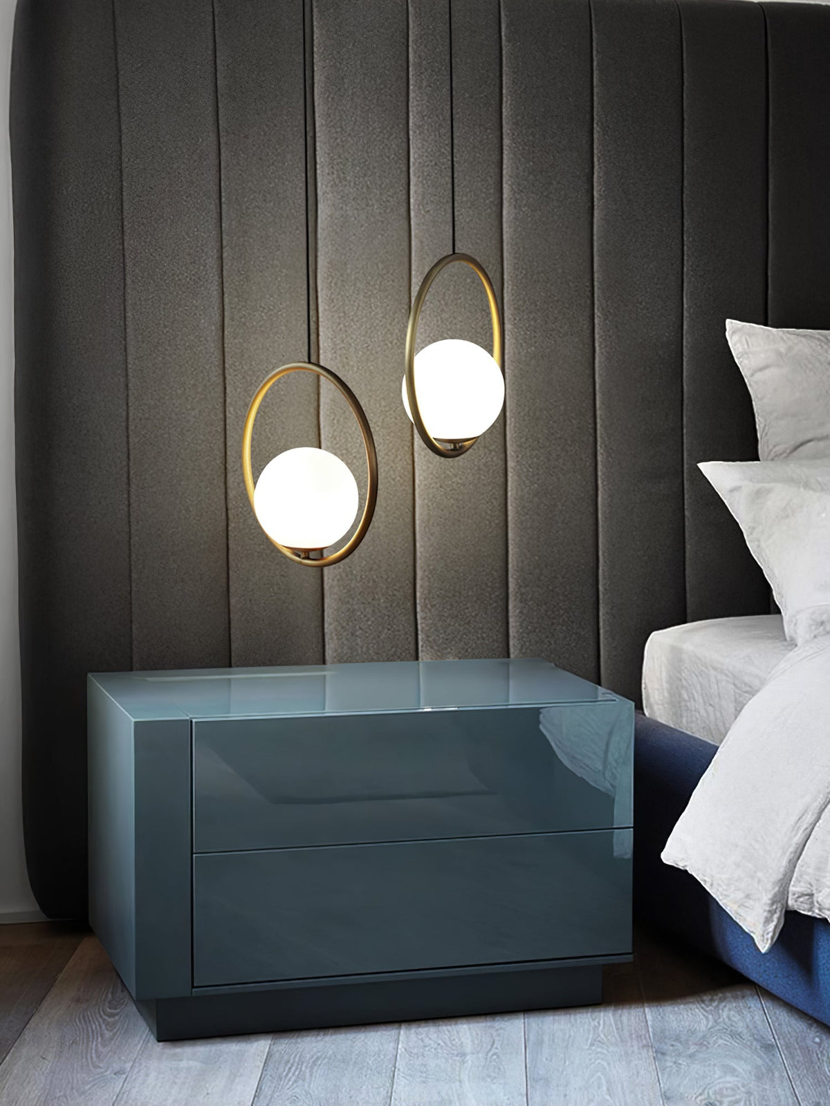 Havorine Glass Globe Brass Swag Pendant Light