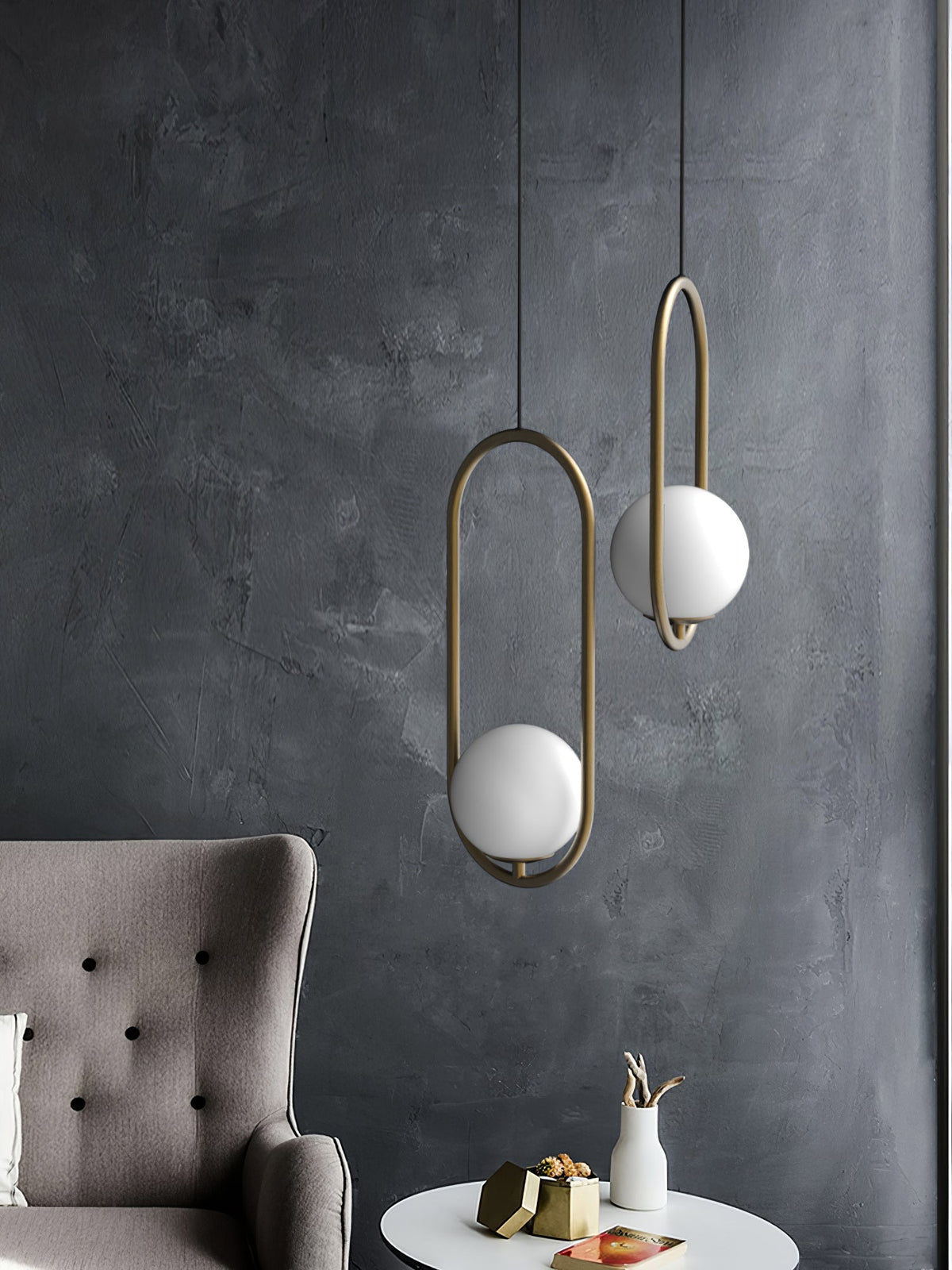 Havorine Glass Globe Brass Swag Pendant Light