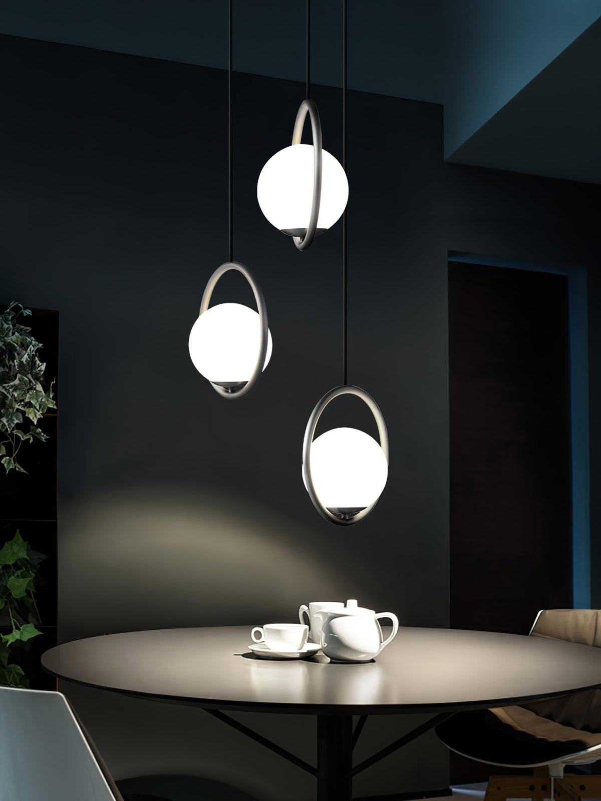 Havorine Glass Globe Brass Swag Pendant Light