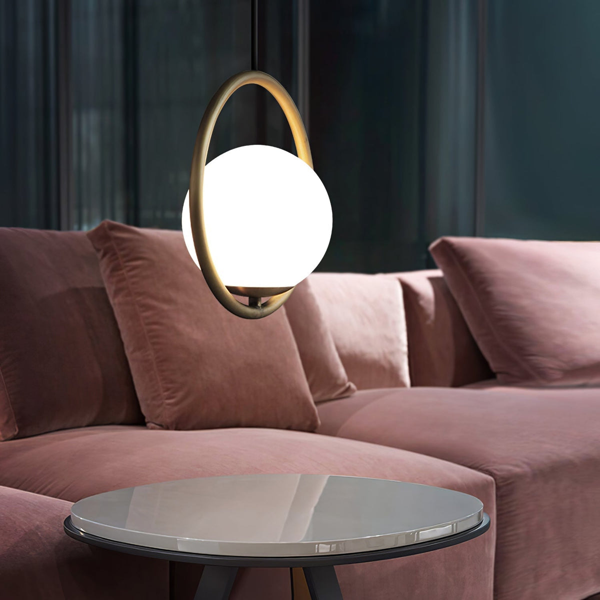 Havorine Glass Globe Brass Swag Pendant Light