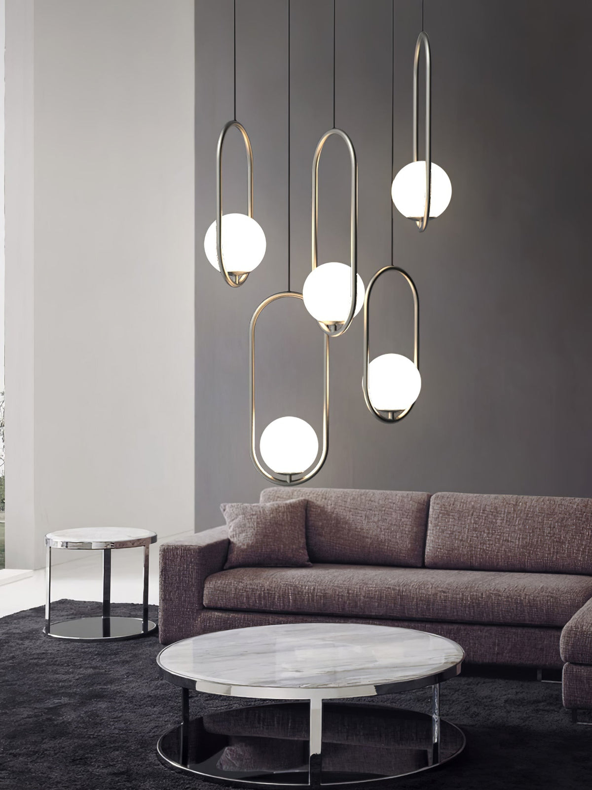 Havorine Glass Globe Brass Swag Pendant Light