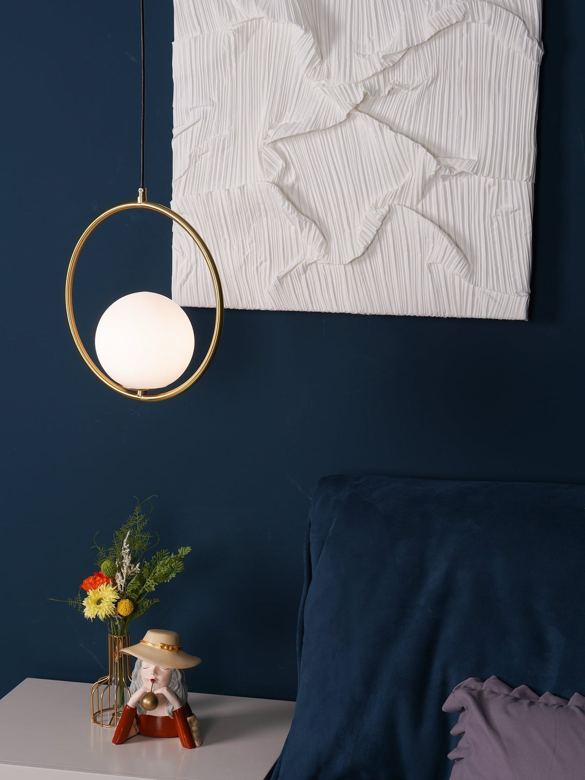 Havorine Glass Globe Brass Swag Pendant Light