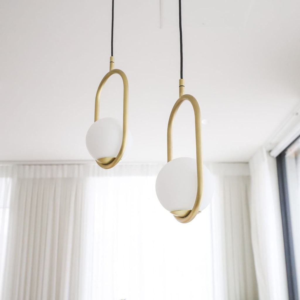 Havorine Glass Globe Brass Swag Pendant Light