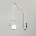 Havorine Glass Globe Brass Swag Pendant Light#Material_Brass#Plug options_US Plug