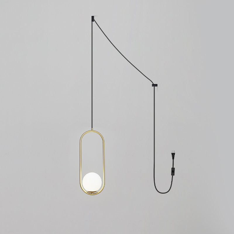 Havorine Glass Globe Brass Swag Pendant Light#Material_Brass#Plug options_US Plug