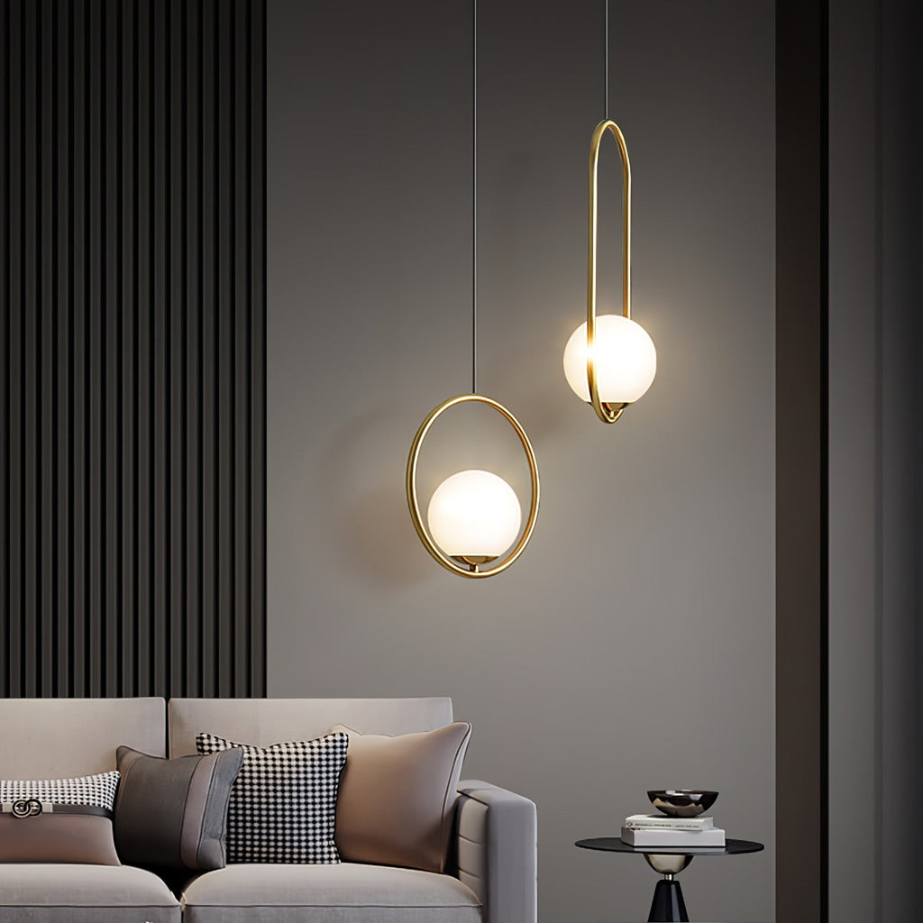 Havorine Glass Globe Brass Swag Pendant Light