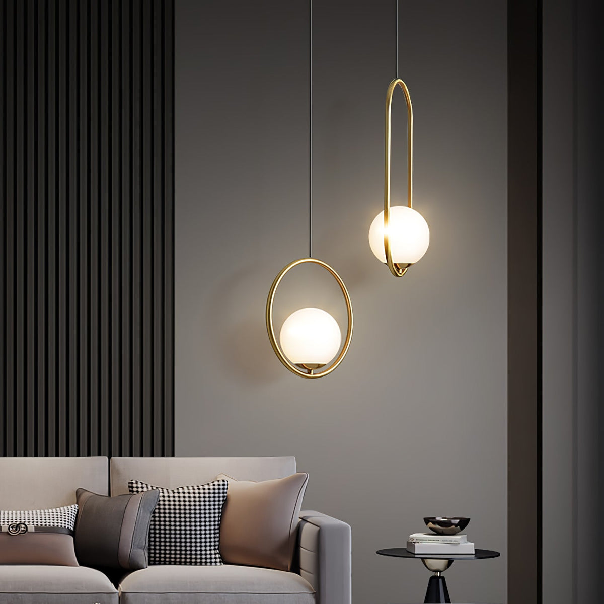 Havorine Glass Globe Brass Swag Pendant Light