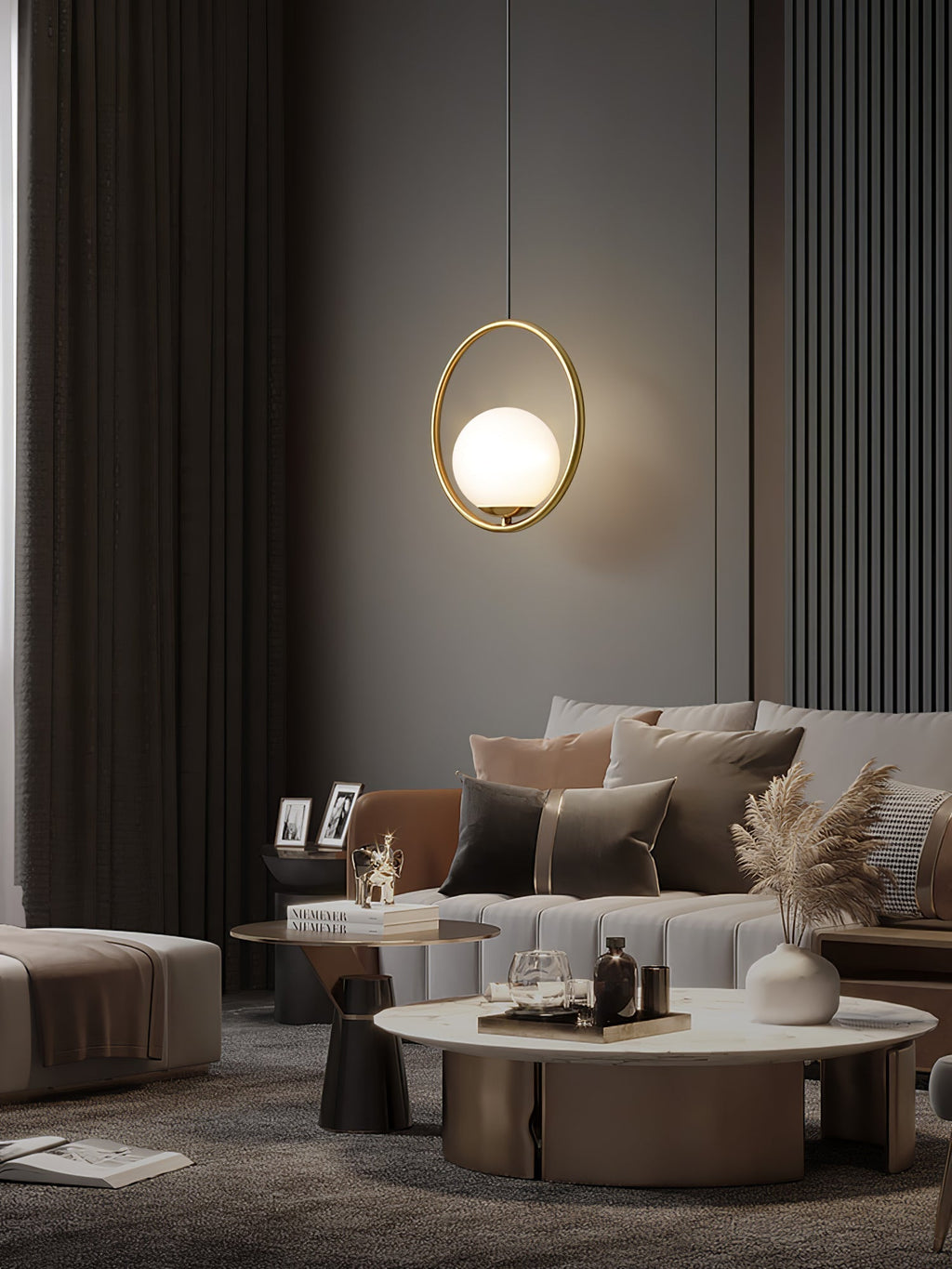 Havorine Glass Globe Brass Swag Pendant Light