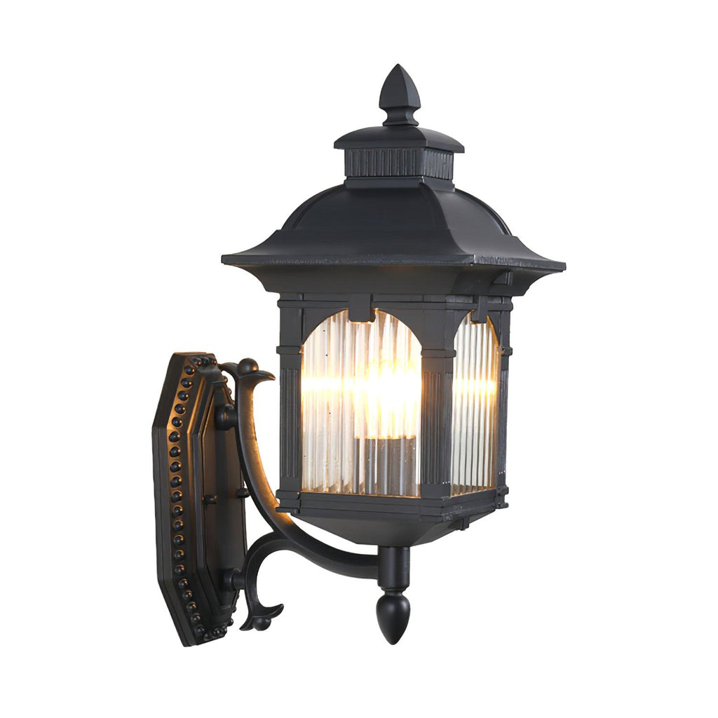 Halovelle Metal Roof Outdoor Wall Lamp#Finish_Black & Transparent