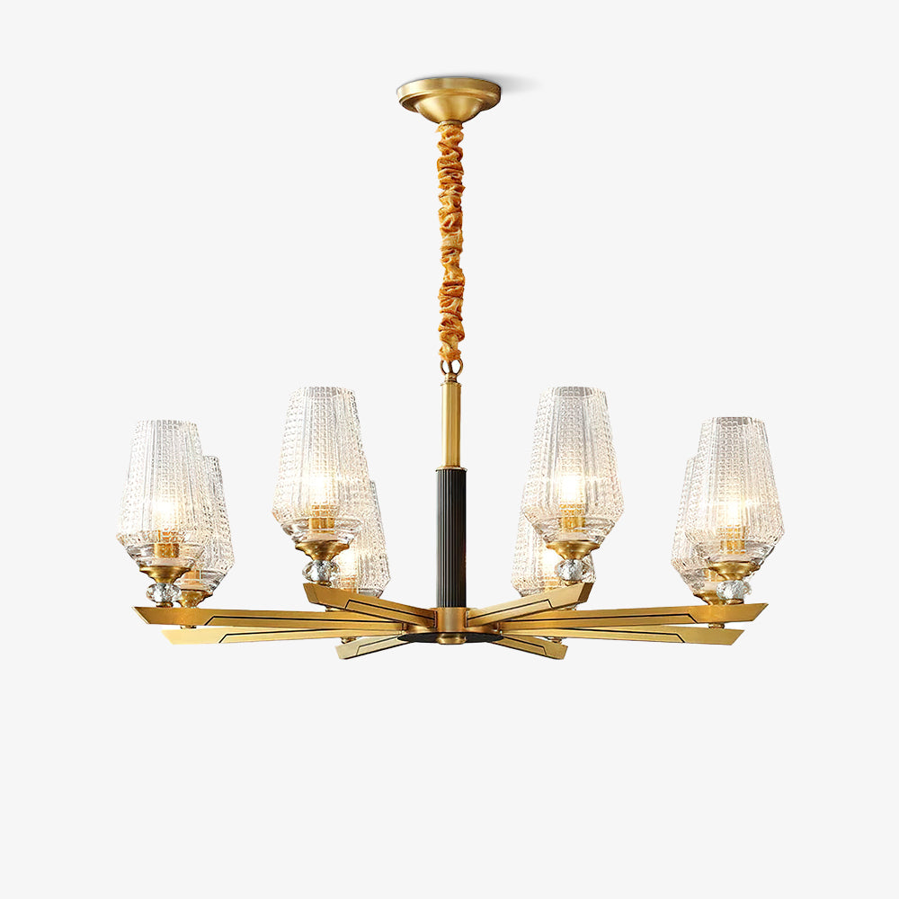 Quenora Ribbed Glass Brass Chandelier