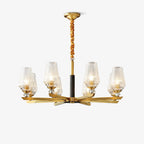 Quenora Ribbed Glass Brass Chandelier