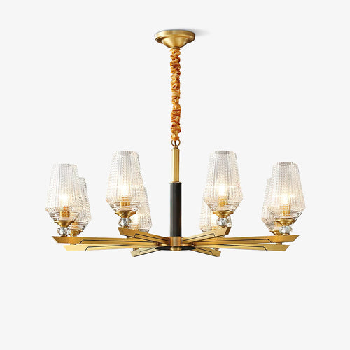 Quenora Ribbed Glass Brass Chandelier
