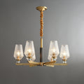 Quenora Ribbed Glass Brass Chandelier#Size_6 heads#Finish_Brass