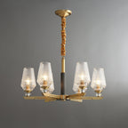 Quenora Ribbed Glass Brass Chandelier#Size_6 heads#Finish_Brass