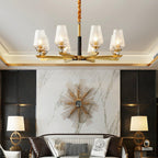 Quenora Ribbed Glass Brass Chandelier