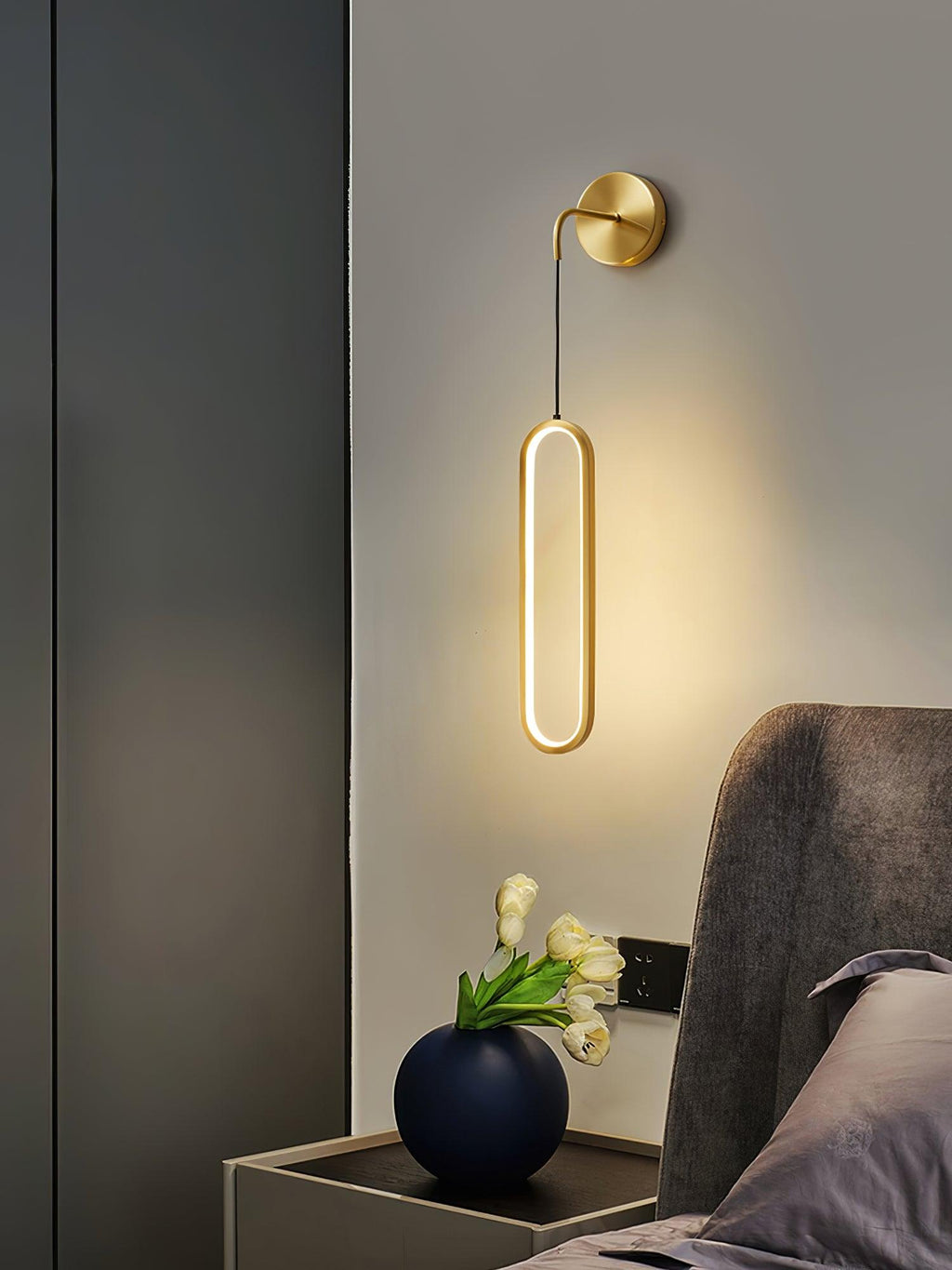 Delsoria Brass Oval LED Wall Lamp
