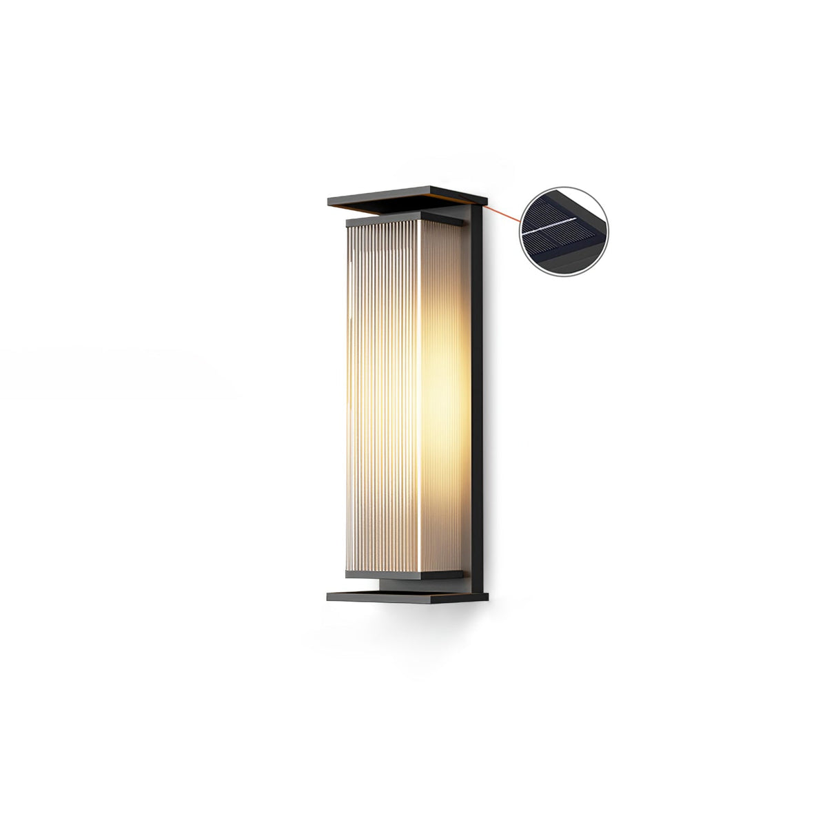 Bravienne Metal Rectangular Solar Outdoor Wall Lamp#Size_19.7″#Kelvin range_Warm Light
