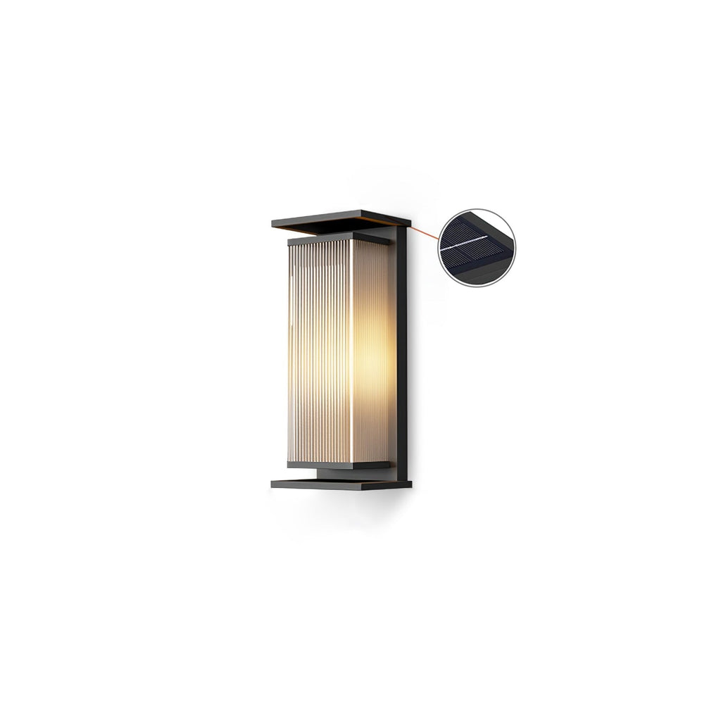 Bravienne Metal Rectangular Solar Outdoor Wall Lamp#Size_13.8″#Kelvin range_Warm Light