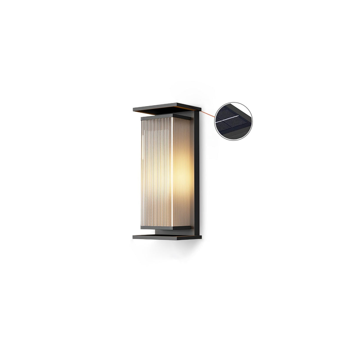Bravienne Metal Rectangular Solar Outdoor Wall Lamp#Size_13.8″#Kelvin range_Warm Light