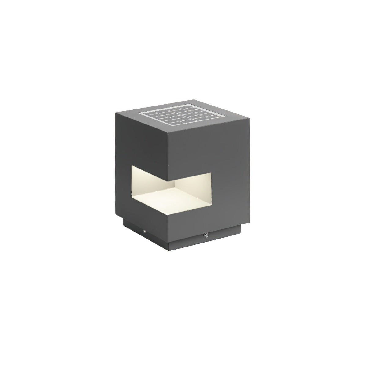 Asterelle Metal Cube Outdoor Post Lamp#Power source_Model B: Solar-Powered Version#Kelvin range_Warm Light