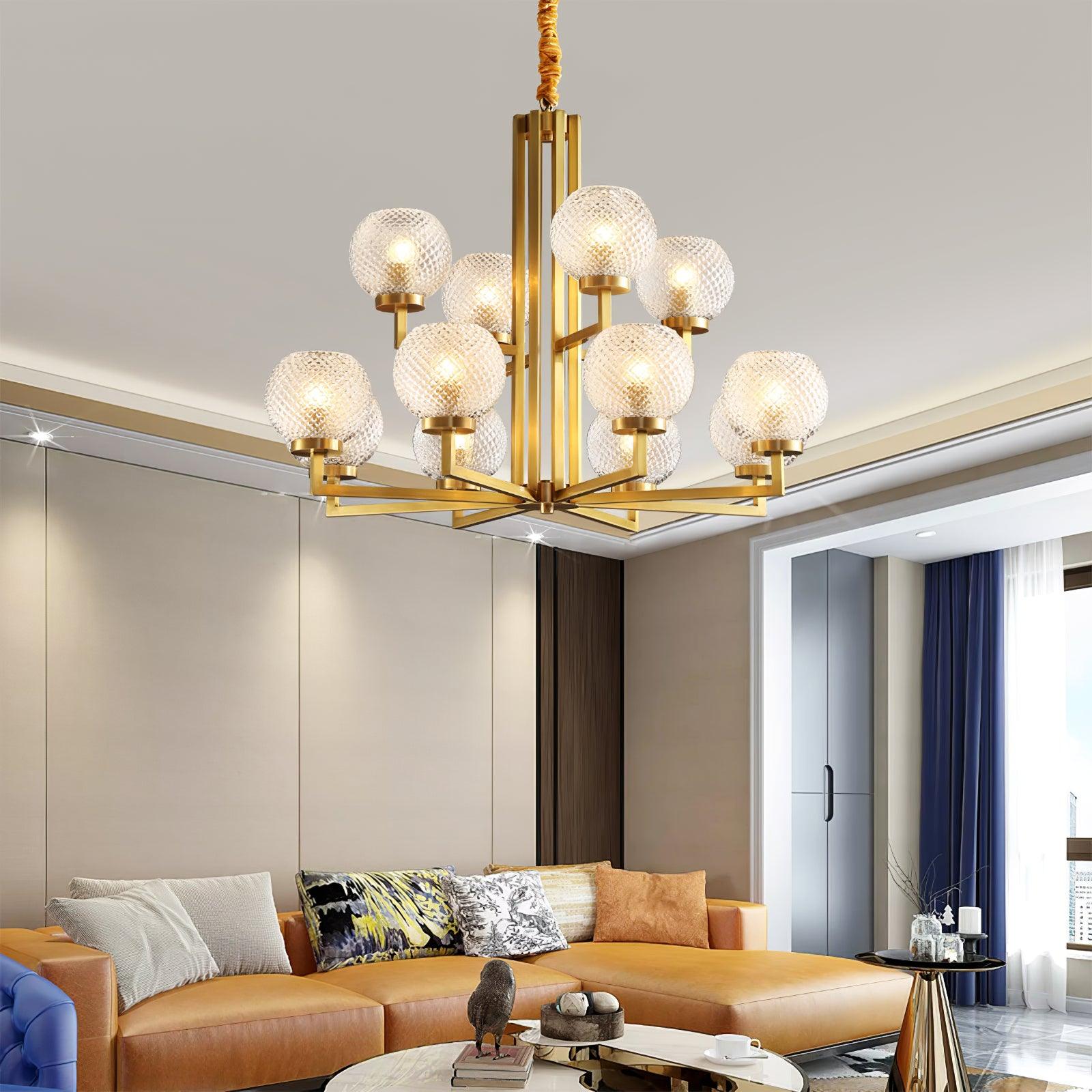 Norvessa Ribbed Glass Round Chandelier