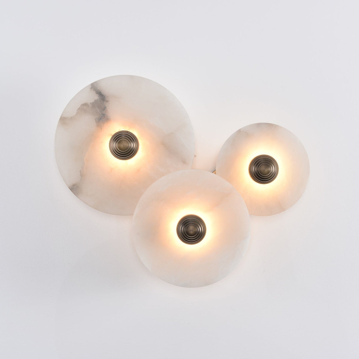 Galvessa Alabaster Wall Lamp#Size_3 lamps A#Finish_White & Bronze#Kelvin range_Triac Warm Dimming