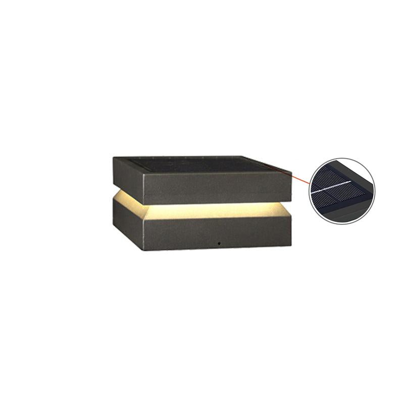 Westoria Metal Square Outdoor Post Lamp#Size_9.8"#Power source_Model B: Solar-Powered Version#Kelvin range_Warm Light