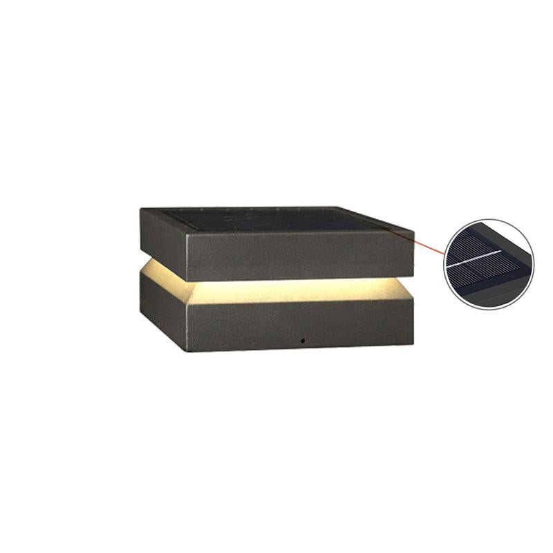 Westoria Metal Square Outdoor Post Lamp#Size_11.8″#Power source_Model B: Solar-Powered Version#Kelvin range_Warm Light