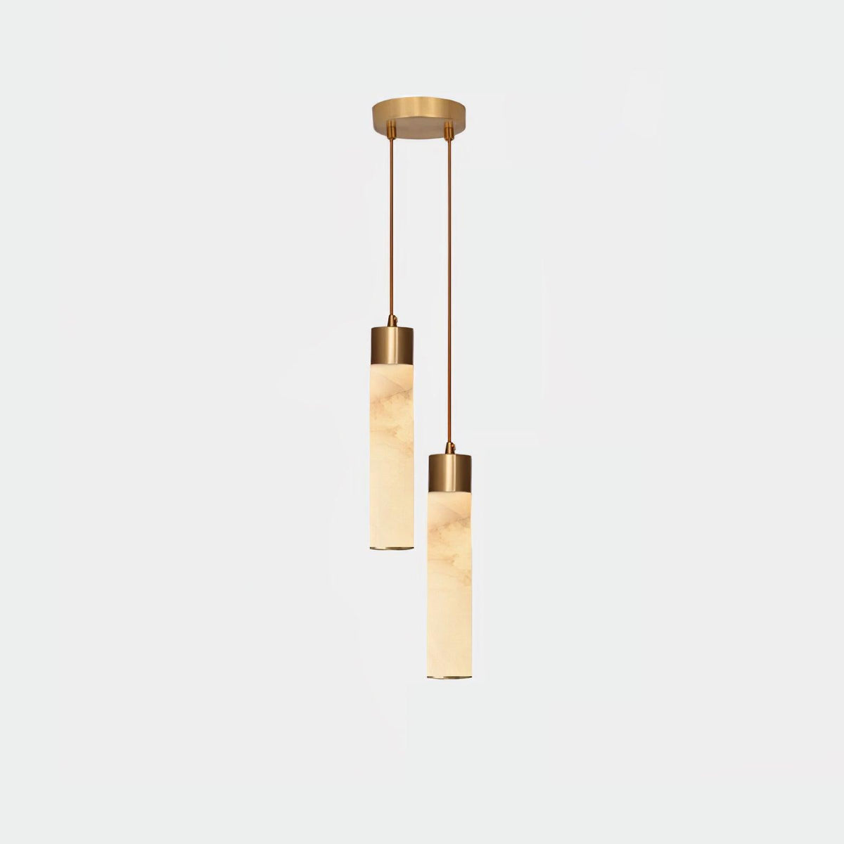 Peloria Alabaster Brass Pendant Light#Size_2 heads#Finish_Brass & White Alabaster