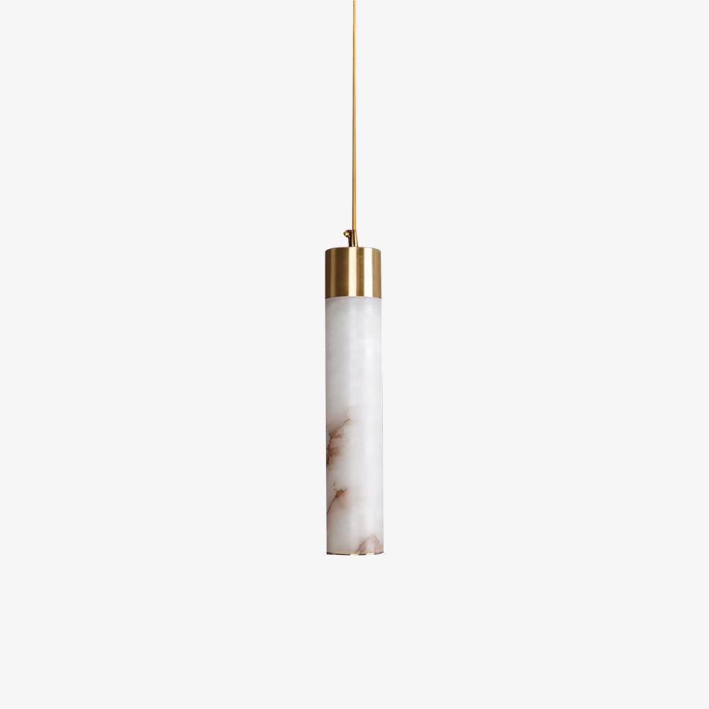 Peloria Alabaster Brass Pendant Light#Size_1 head#Finish_Brass & White Alabaster