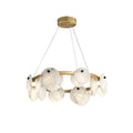Marovelle Multi-Light Alabaster Chandelier#Size_8 Heads#Finish_Brass & White#Kelvin range_Warm light