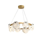 Marovelle Multi-Light Alabaster Chandelier#Size_8 Heads#Finish_Brass & White#Kelvin range_Warm light