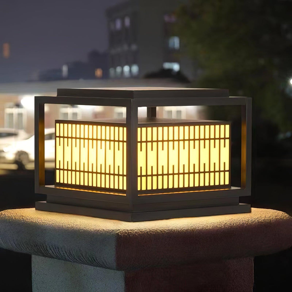 Rivelune Alabaster Metal Outdoor Post Lamp