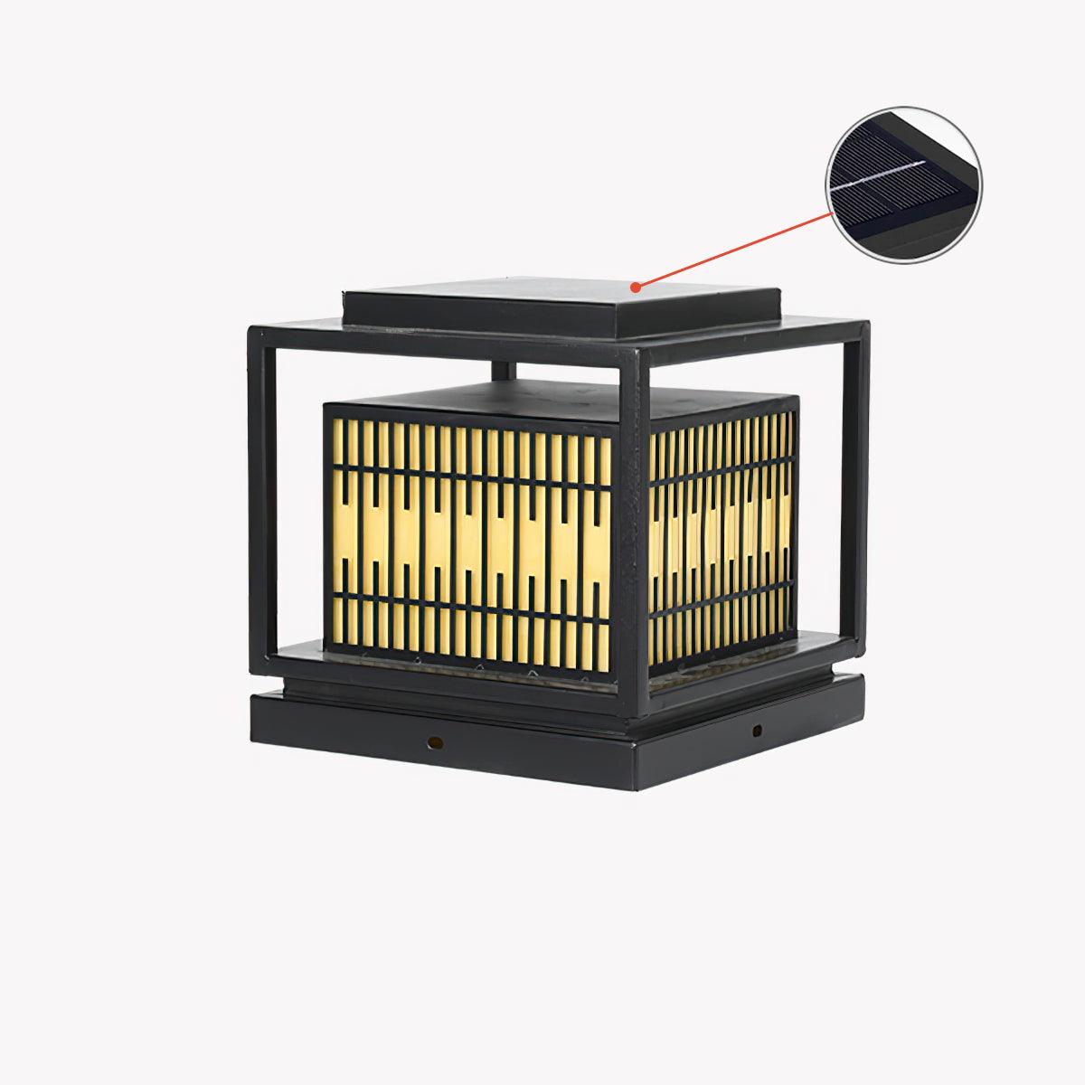 Rivelune Alabaster Metal Outdoor Post Lamp#Power source_Model B: Solar-Powered Version#Kelvin range_Warm Light
